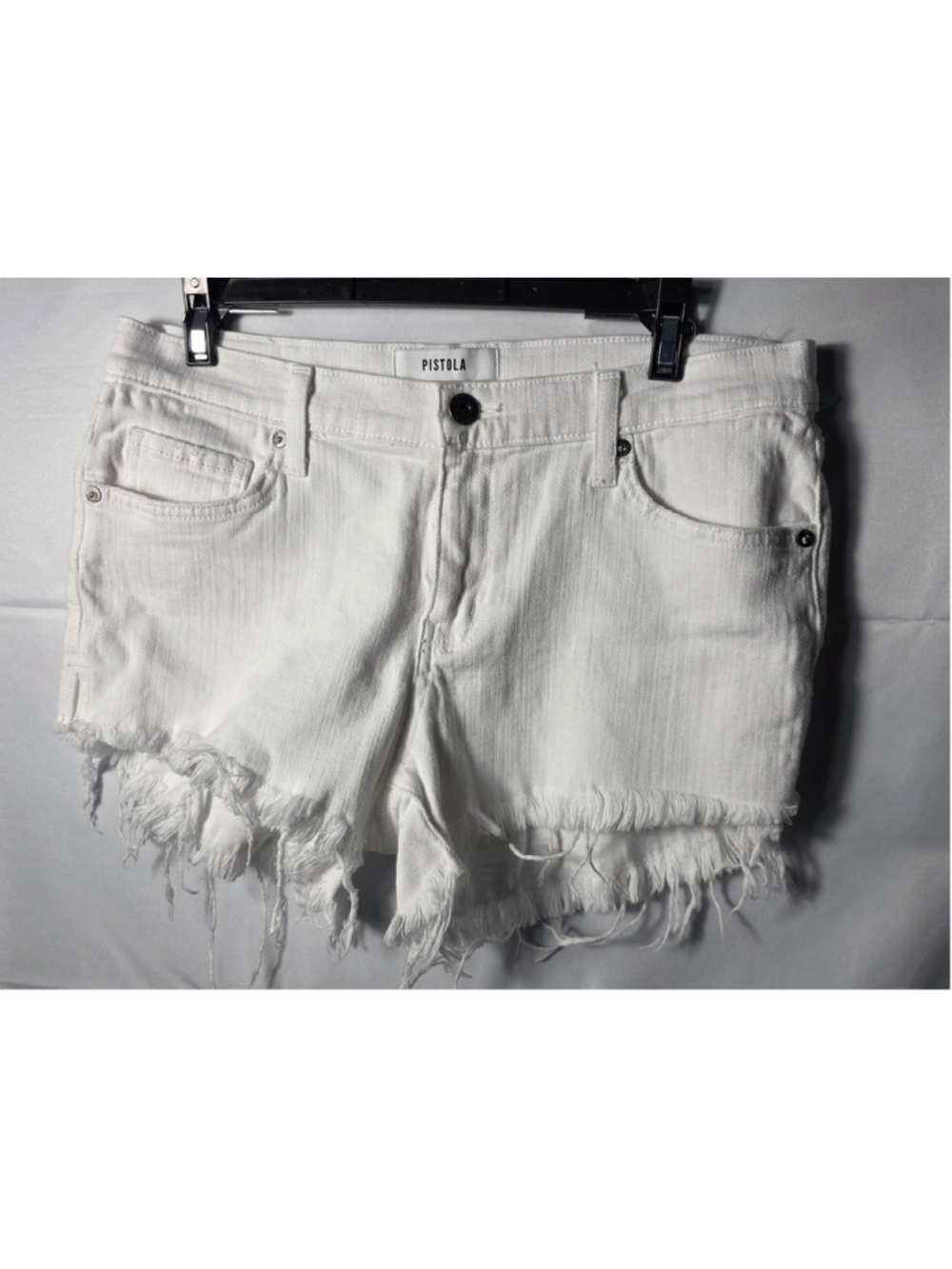 Pistola like new white Jean Shorts size 28 distressed cut off ends trendy y2k